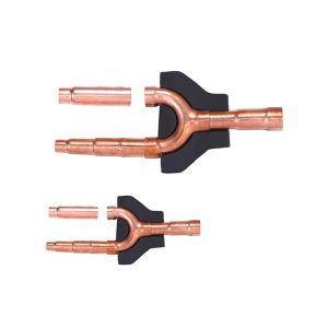 Flared-joint VRF branch headers that simplify installation and support up to six indoor-outlet configurations.